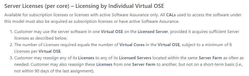 server licenses per core
